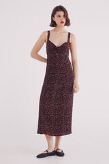 Springfield Vestido midi tirantes estampado negro