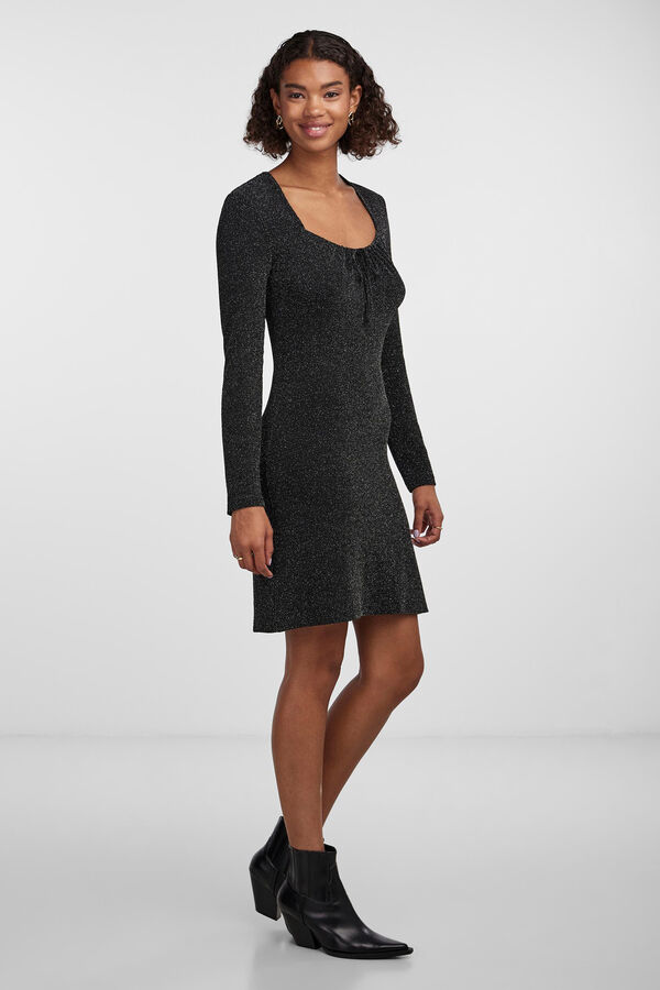 Pieces Vestido curto com fibras met&aacute;licas preto