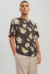 Jack & Jones Camiseta print floral marrón