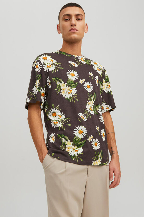 Jack & Jones Camiseta print floral marrón