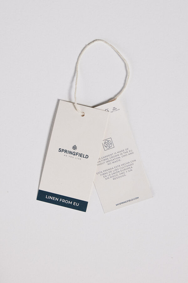 Springfield Camisa de manga curta em linho estampado