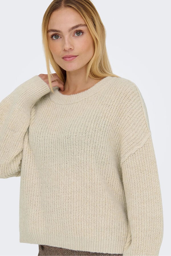 Only Jersey de cuello redondo beige