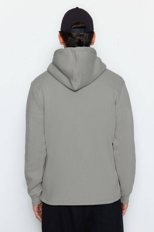 Trendyol Sudadera polar con capucha gris