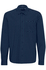 Blend Camisa Manga Comprida Estampada  azul