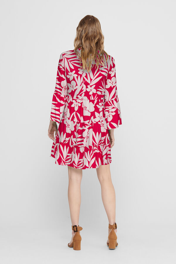 JDY Vestido curto com folhos vermelho