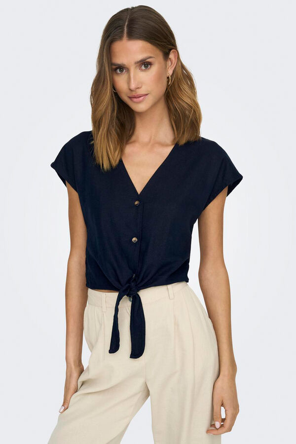 JDY Camisa manga corta nudo gris