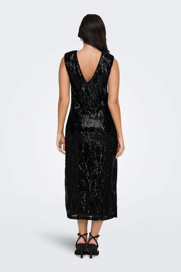 JDY Vestido de lantejoulas  preto