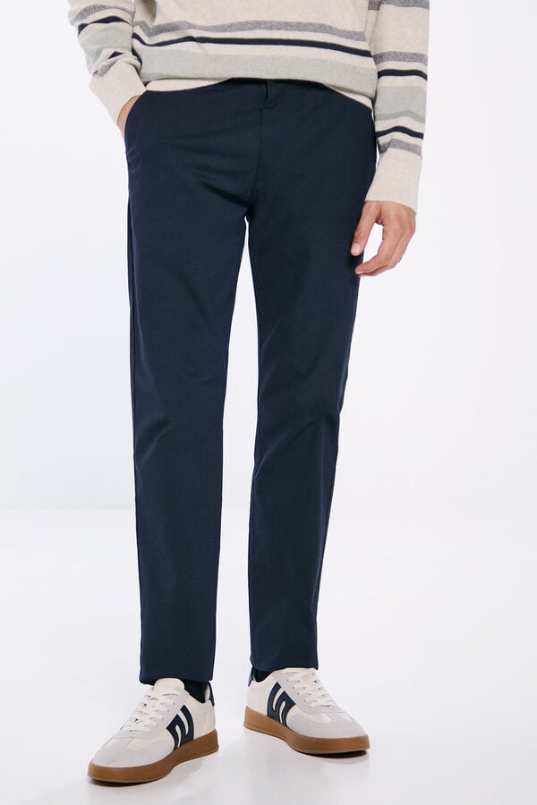 Springfield Pantal&oacute;n chino microestampado slim fit azul