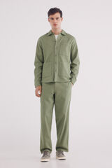 Springfield Pantalón dobby straight fit kaki