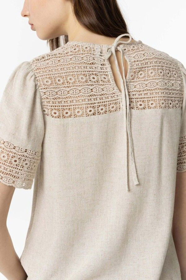 Tiffosi Blusa R&uacute;stica con Encaje nude