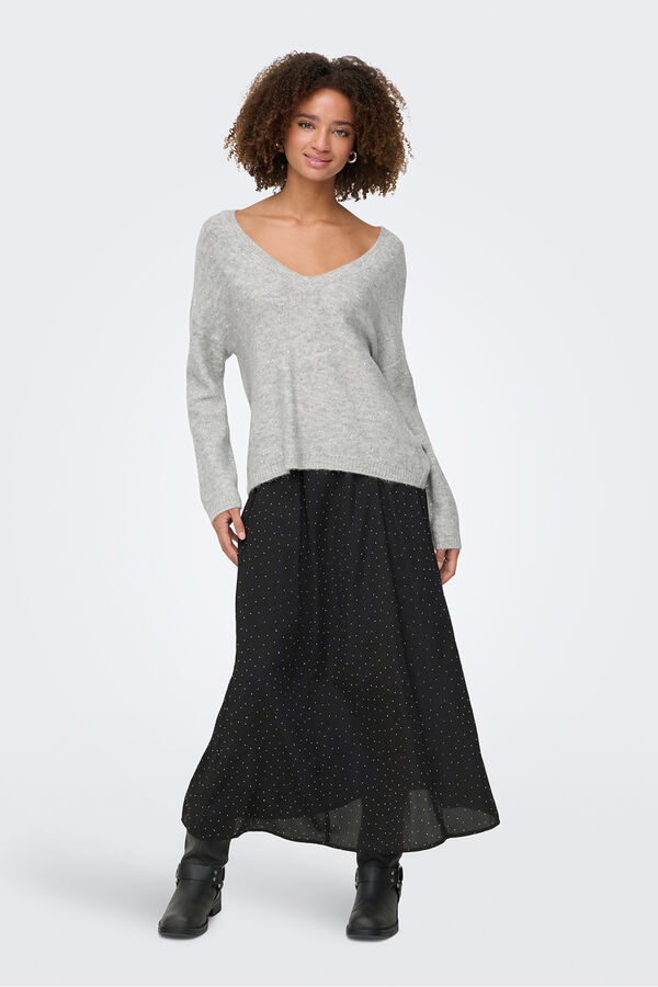 Only Falda larga glitter negro