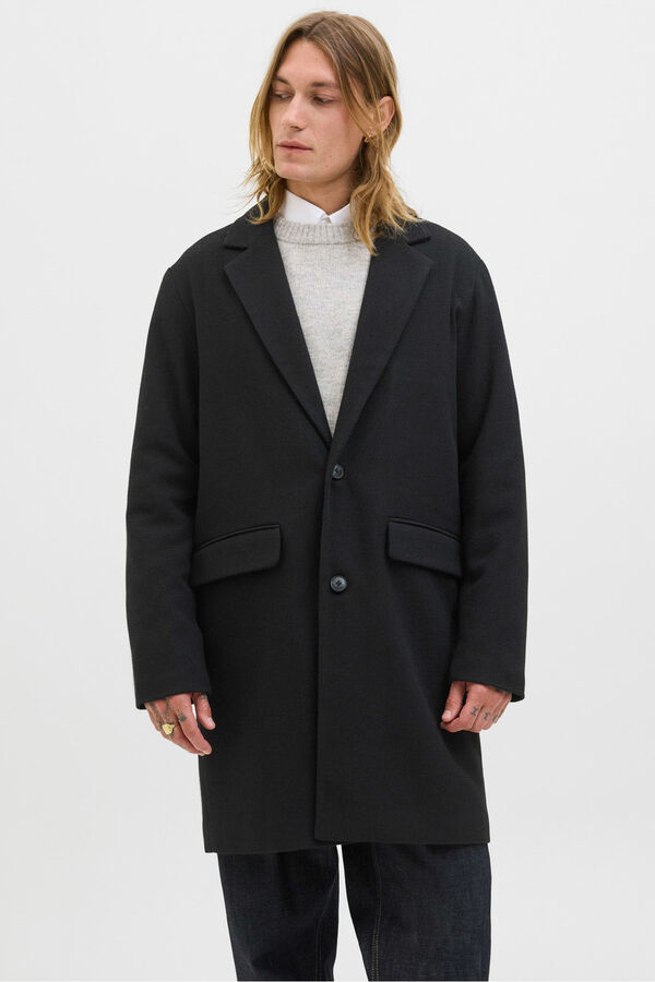 Jack & Jones Sobretudo de gola italiana preto