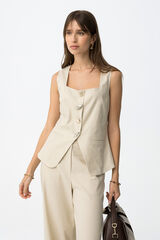 Tiffosi Top slim sin mangas beige