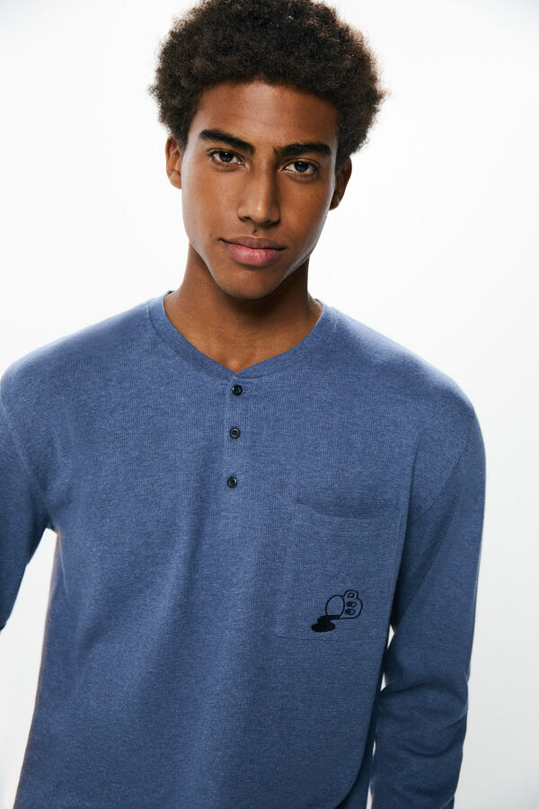 Springfield Pijama largo waffle caf&eacute; azul