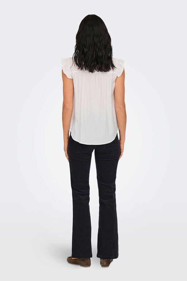 JDY Blusa sin mangas volantes blanco