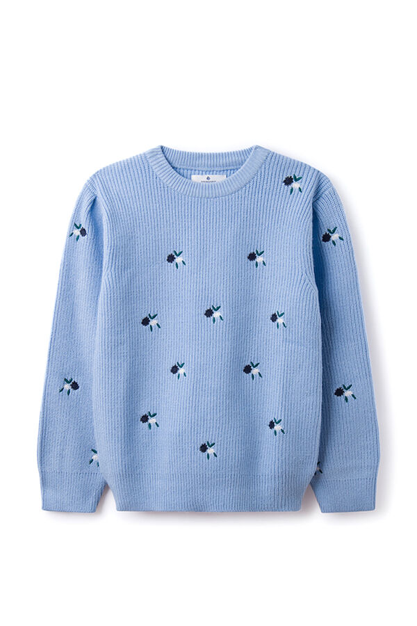 Springfield Kids Jersey bordado flores ni&ntilde;a azul