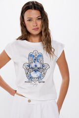 Springfield Camiseta gr&aacute;fica mano f&aacute;tima blanco