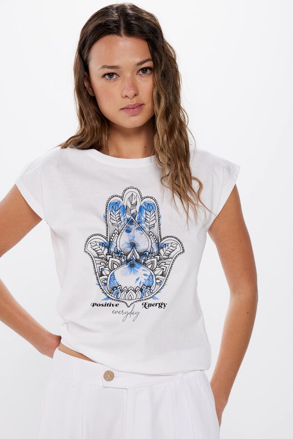 Springfield Camiseta gr&aacute;fica mano f&aacute;tima blanco