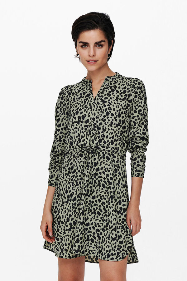 Only Vestido camisa curto estampado verde