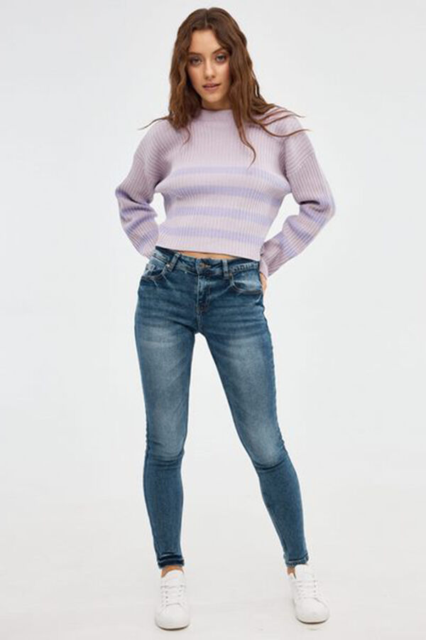 Inside Jersey Cuello Redondo Rayas morado/lila