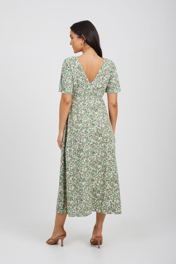 Brave Soul Vestido de flores con cuello pico estampado