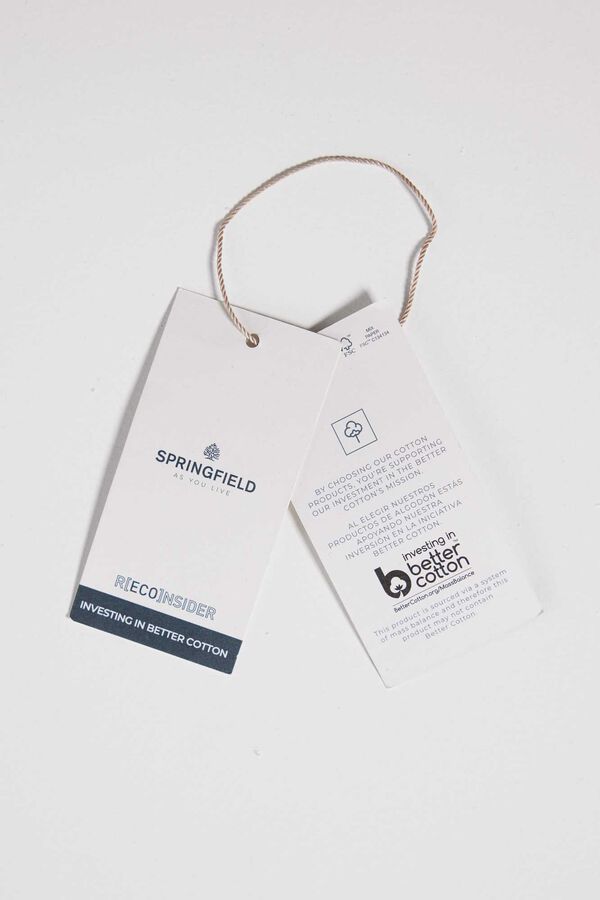 Springfield Camisa manga curta jacquard bordado branco