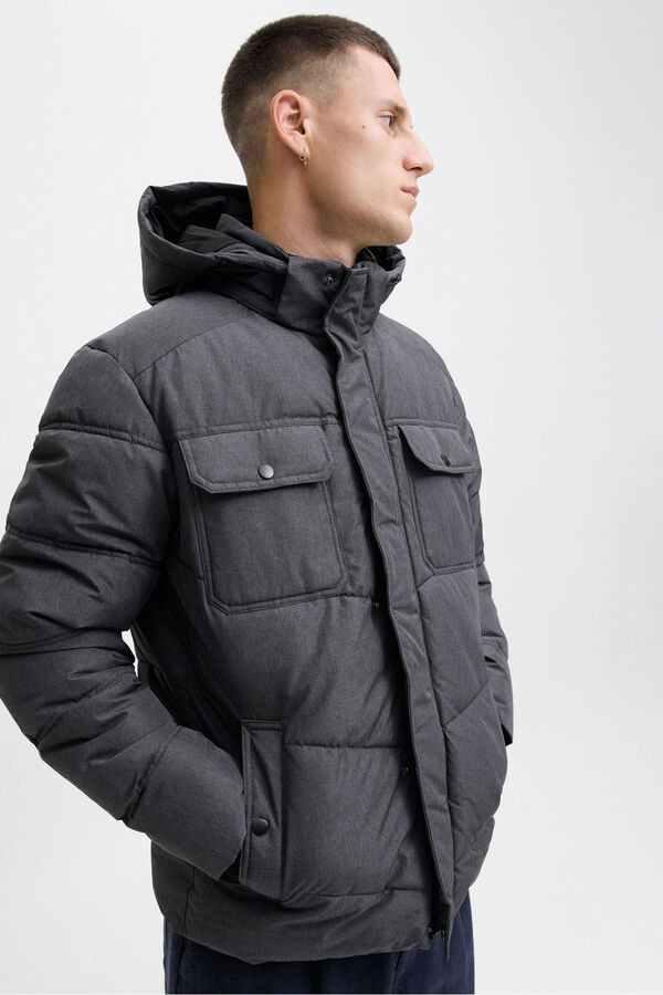 Jack & Jones Casaco acolchoada com capuz cinzento