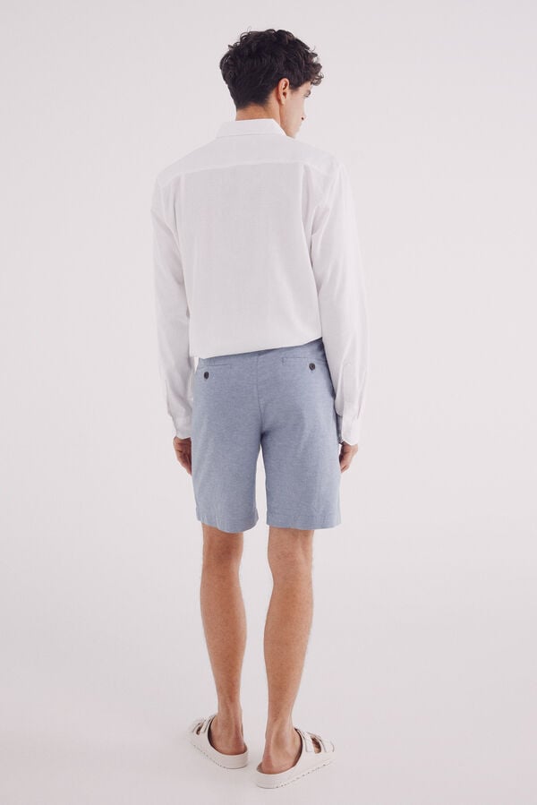 Springfield Bermudas de linho slim fit azul