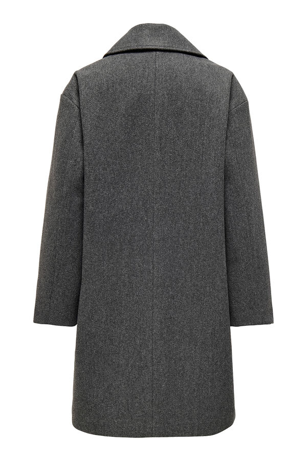 Only Abrigo de pa&ntilde;o cruzado gris