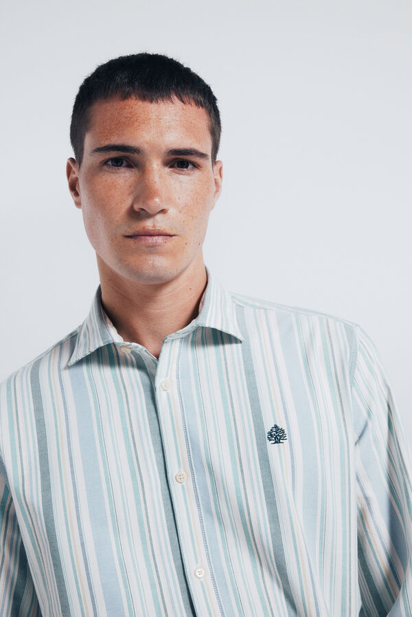 Springfield Camisa oxford ligero rayas verde