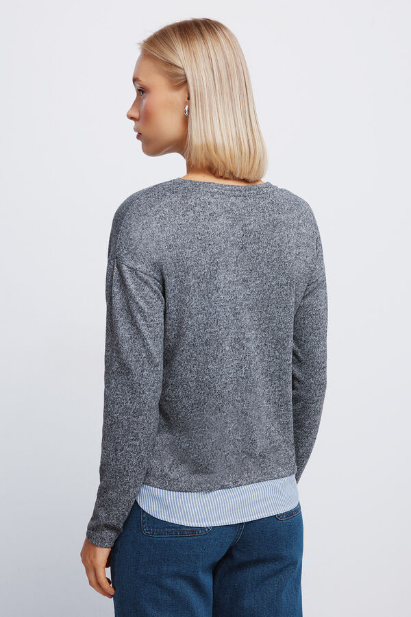 Springfield T-shirt combinada com bot&otilde;es laterais cinzento