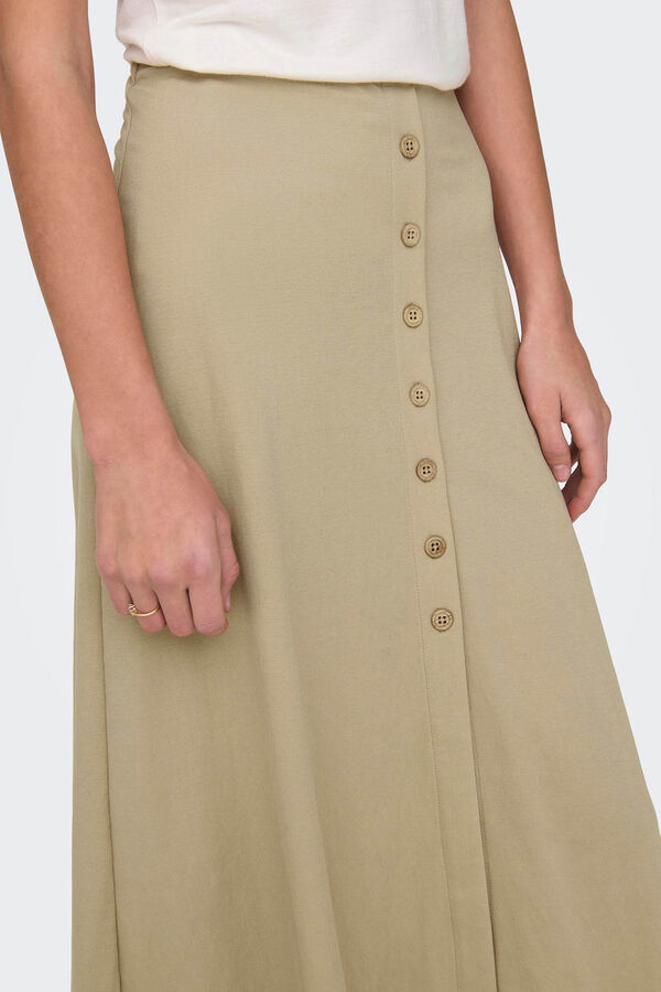 Only Falda midi botones beige