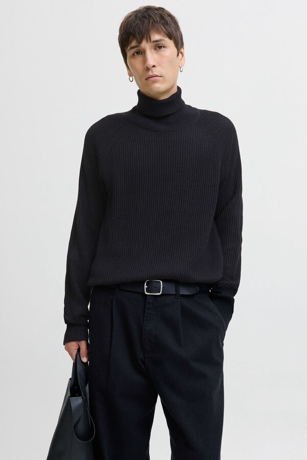 Jack & Jones Jersey b&aacute;sico cuello vuelto negro