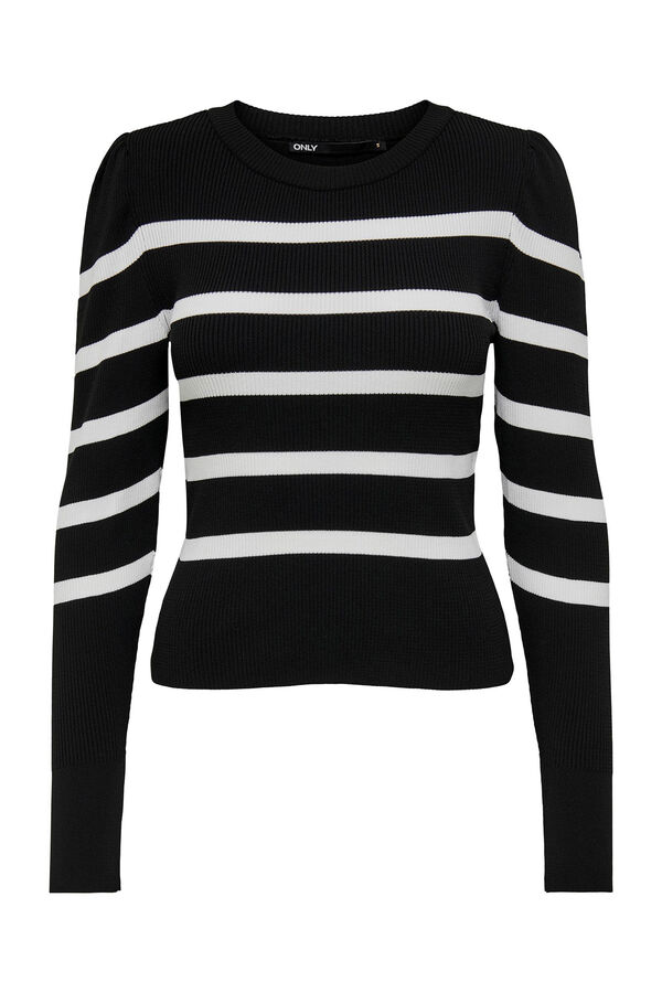 Only Camisola de malha leve e gola redonda preto