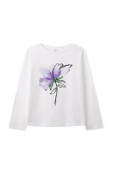 Springfield Kids Camiseta flor acuarela niña beige