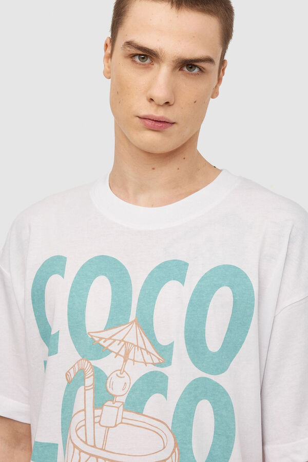 Inside Camiseta Estampado Tropical blanco