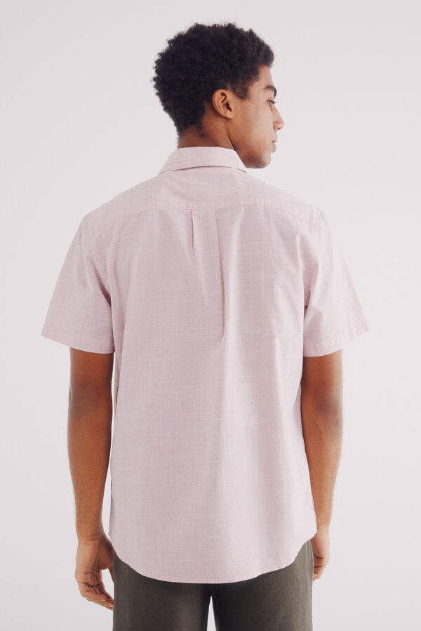 Springfield Camisa de algod&atilde;o de manga curta com micro listras rosa