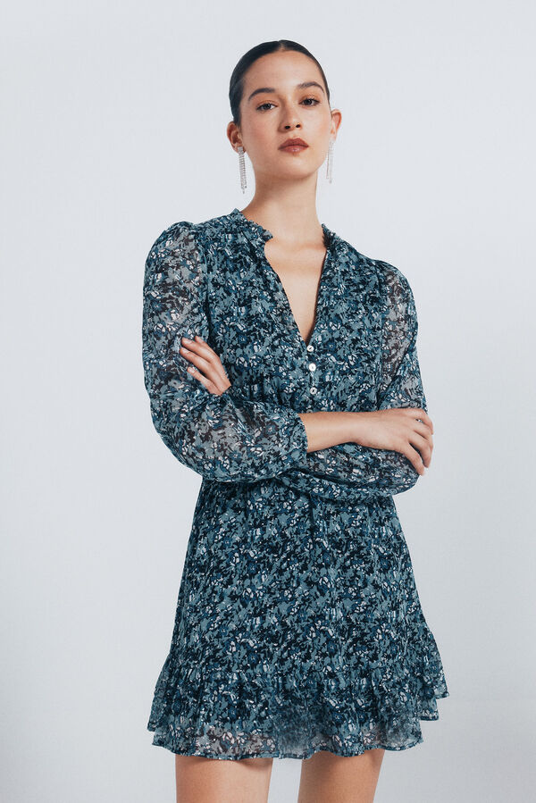 Springfield Vestido corto smock gasa verde