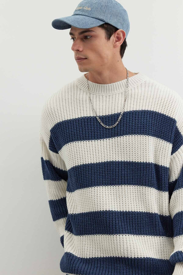 Trendyol Jersey de punto de rayas azul