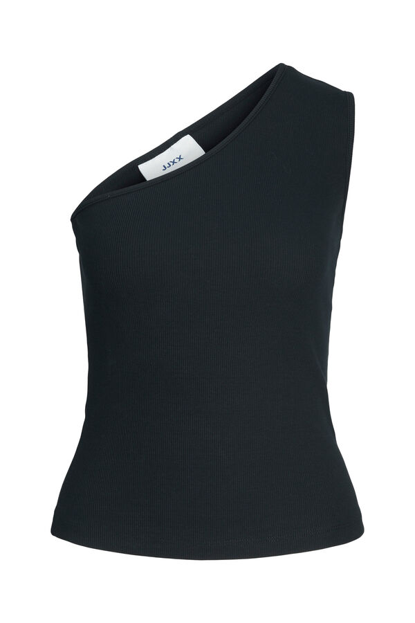 Jack & Jones Top rib assim&eacute;trico de mulher preto