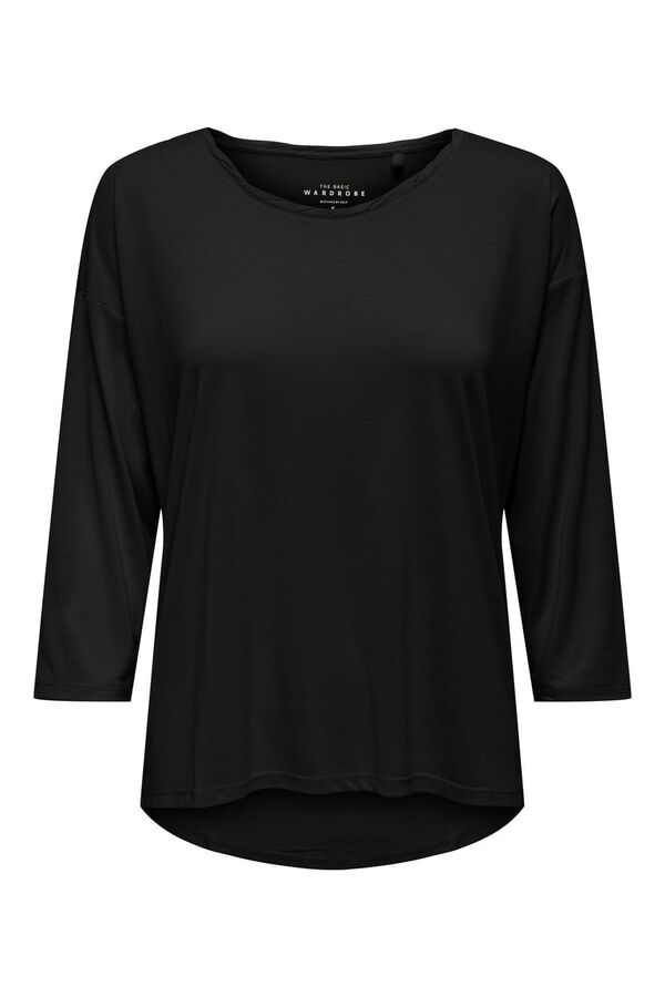 Only Camiseta ancha de manga media negro