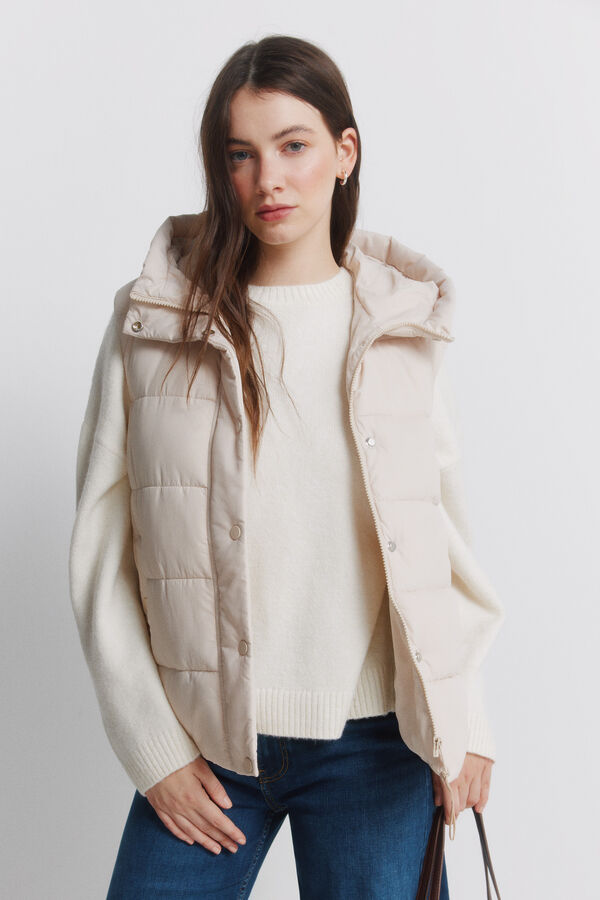 Springfield Chaleco acolchado con capucha beige