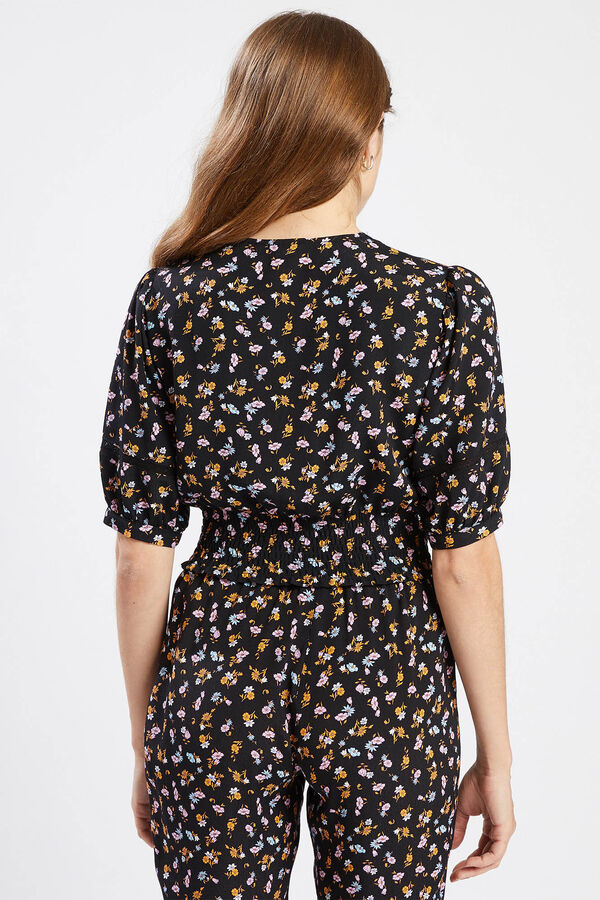 Pimkie Blusa corta con encaje negro