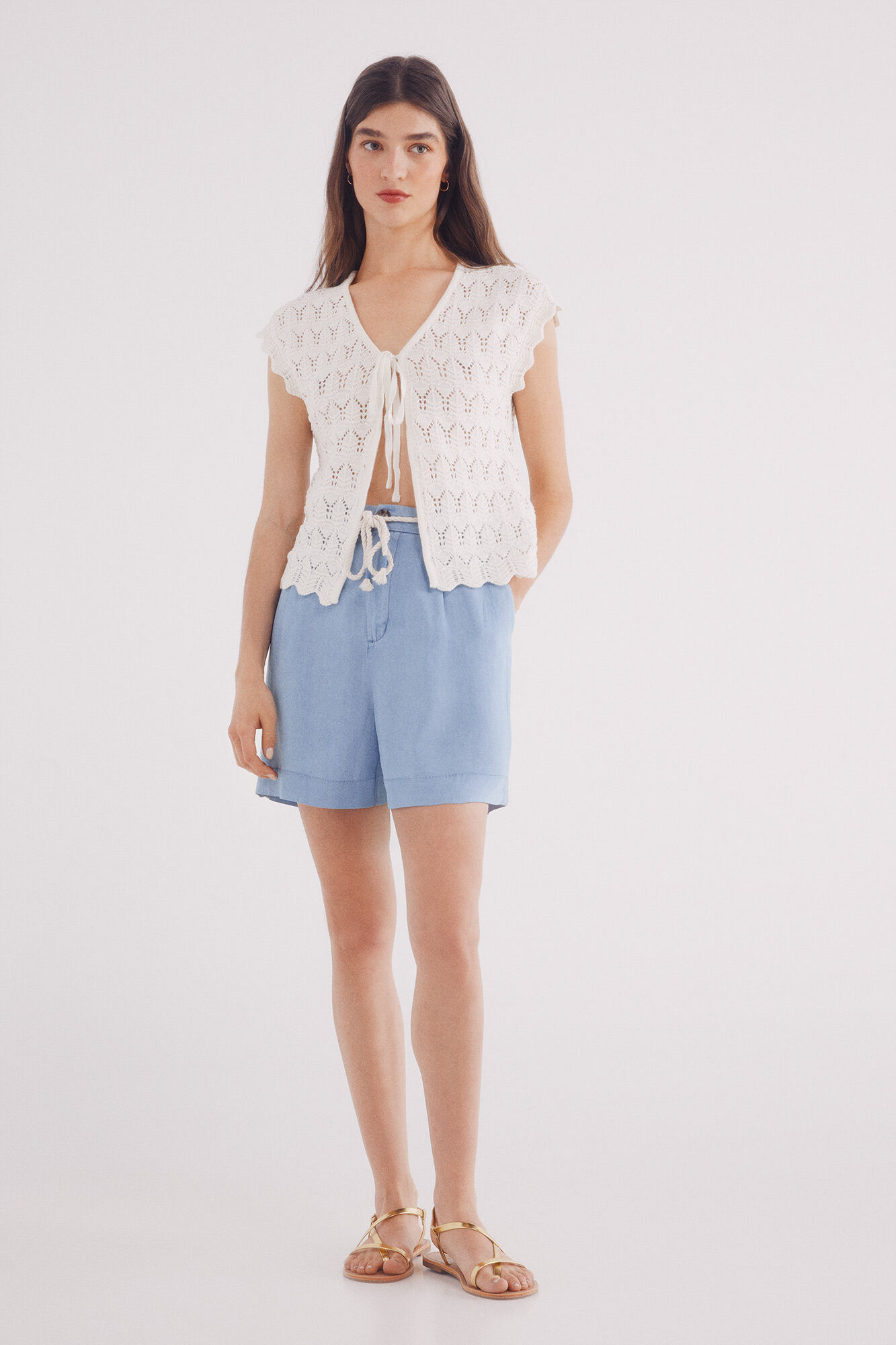 Springfield Shorts de cinto tencel