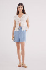 Springfield Shorts de cinto tencel azul