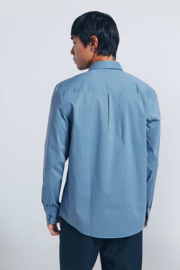 Springfield Camisa popel&iacute;n micro estampado azul