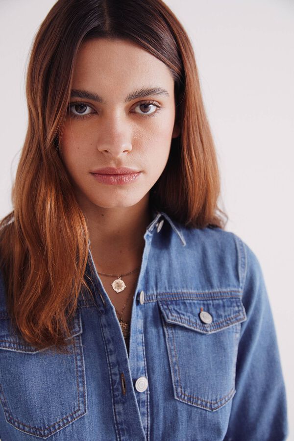 Springfield Vestido camisero vaquero azul