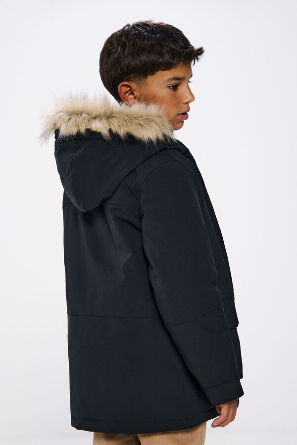 Springfield Kids Parka capucha con pelo ni&ntilde;o negro