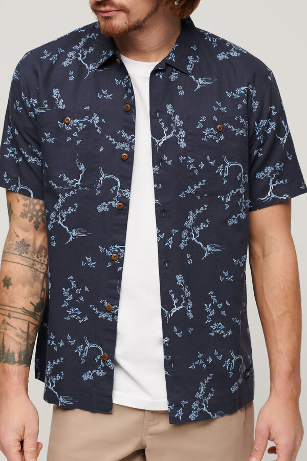 Superdry Camisa de playa manga corta con lino estampado