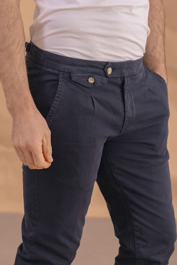 Celopman Chino Casual Slim Com Pin&ccedil;a Azul azul